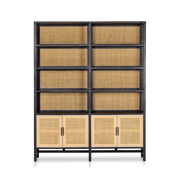 Caprice Wide Bookshelf-Four Hands-FH-234775-001-Bookcases & CabinetsBlack Wash Mango-3-France and Son