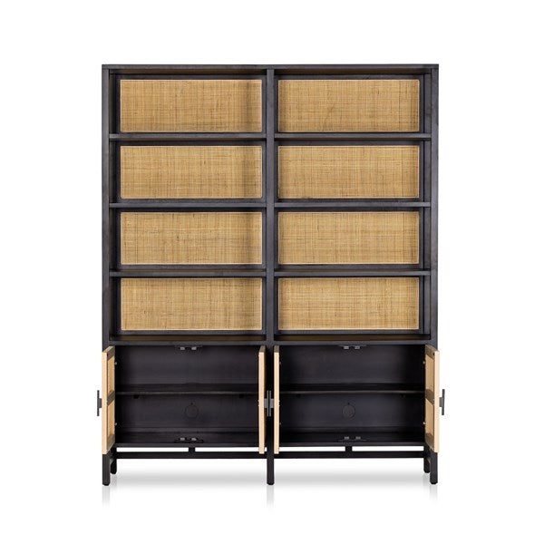 Caprice Wide Bookshelf-Four Hands-FH-234775-001-Bookcases & CabinetsBlack Wash Mango-4-France and Son