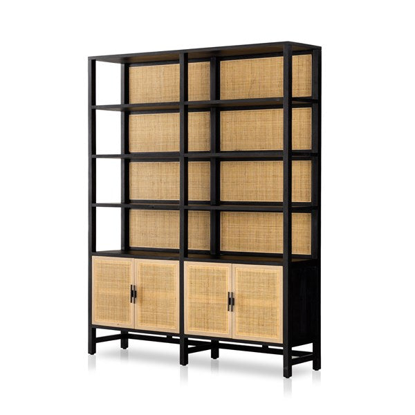 Caprice Wide Bookshelf-Four Hands-FH-234775-001-Bookcases & CabinetsBlack Wash Mango-1-France and Son