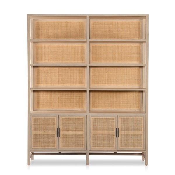 Caprice Wide Bookshelf-Four Hands-FH-234775-001-Bookcases & CabinetsBlack Wash Mango-8-France and Son