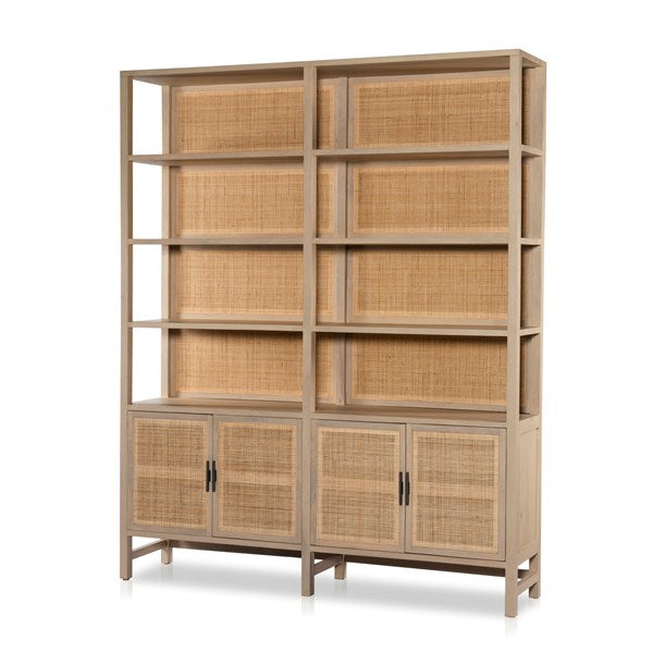 Caprice Wide Bookshelf-Four Hands-FH-234775-002-Bookcases & CabinetsNatural Mango-6-France and Son