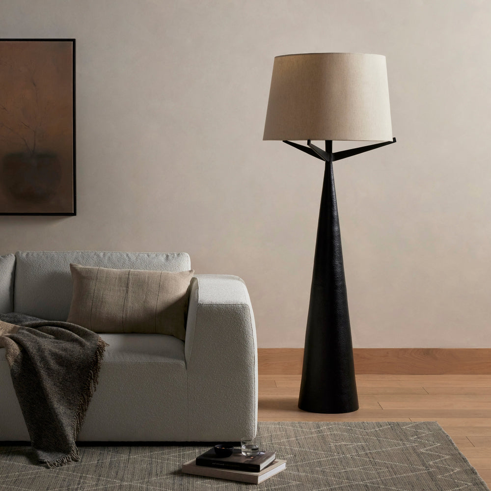 Ziggy Floor Lamp - Hammered Black Aluminum-Four Hands-FH-235073-001-Floor Lamps-2-France and Son