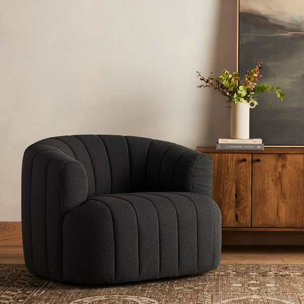 Elliana Swivel Chair-Four Hands-FH-235243-006-Lounge ChairsFiqa Boucle Charcoal-2-France and Son