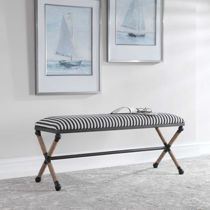 Braddock Striped Bench-Uttermost-UTTM-23527-Benches-4-France and Son