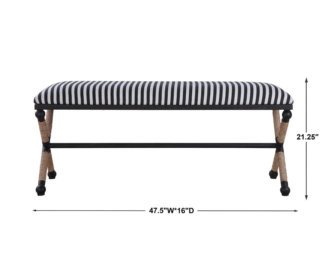 Braddock Striped Bench-Uttermost-UTTM-23527-Benches-9-France and Son