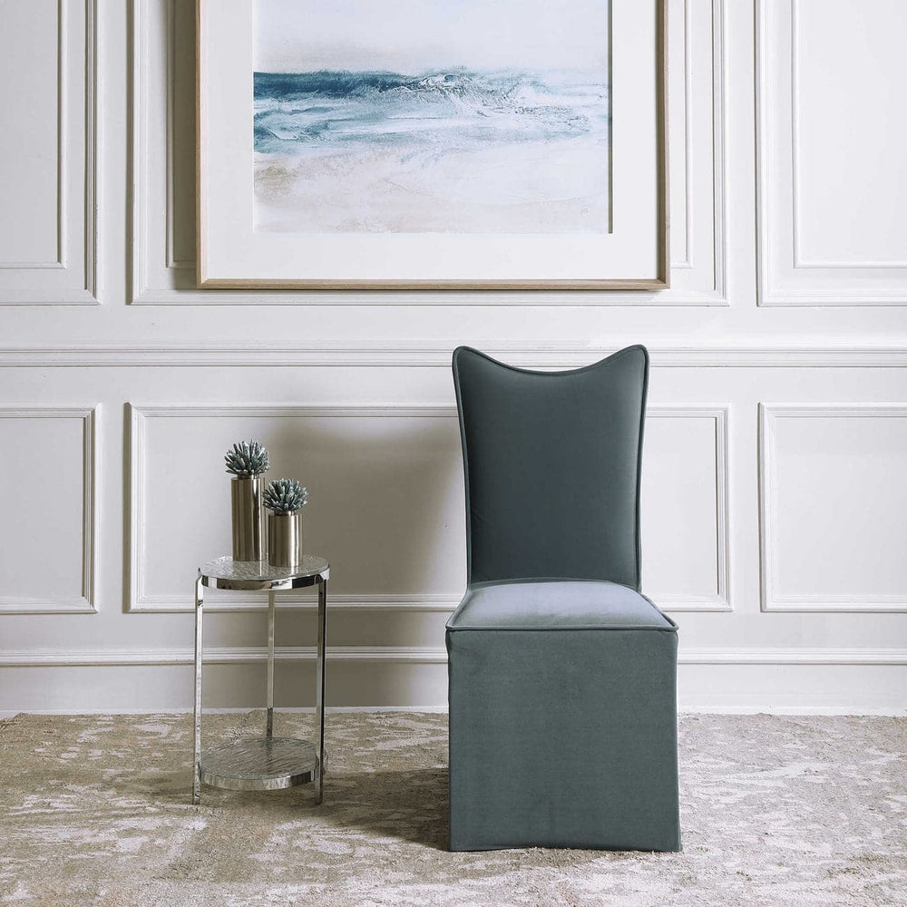 Delroy Armless Chair - Set of Two-Uttermost-UTTM-23577-2-Dining ChairsBlue-Grey Velvet-2-France and Son