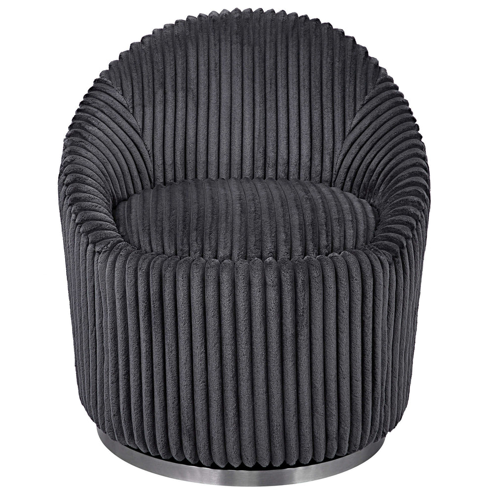 Uttermost Crue Swivel Chair-Uttermost-UTTM-23599-Lounge ChairsBlack-2-France and Son