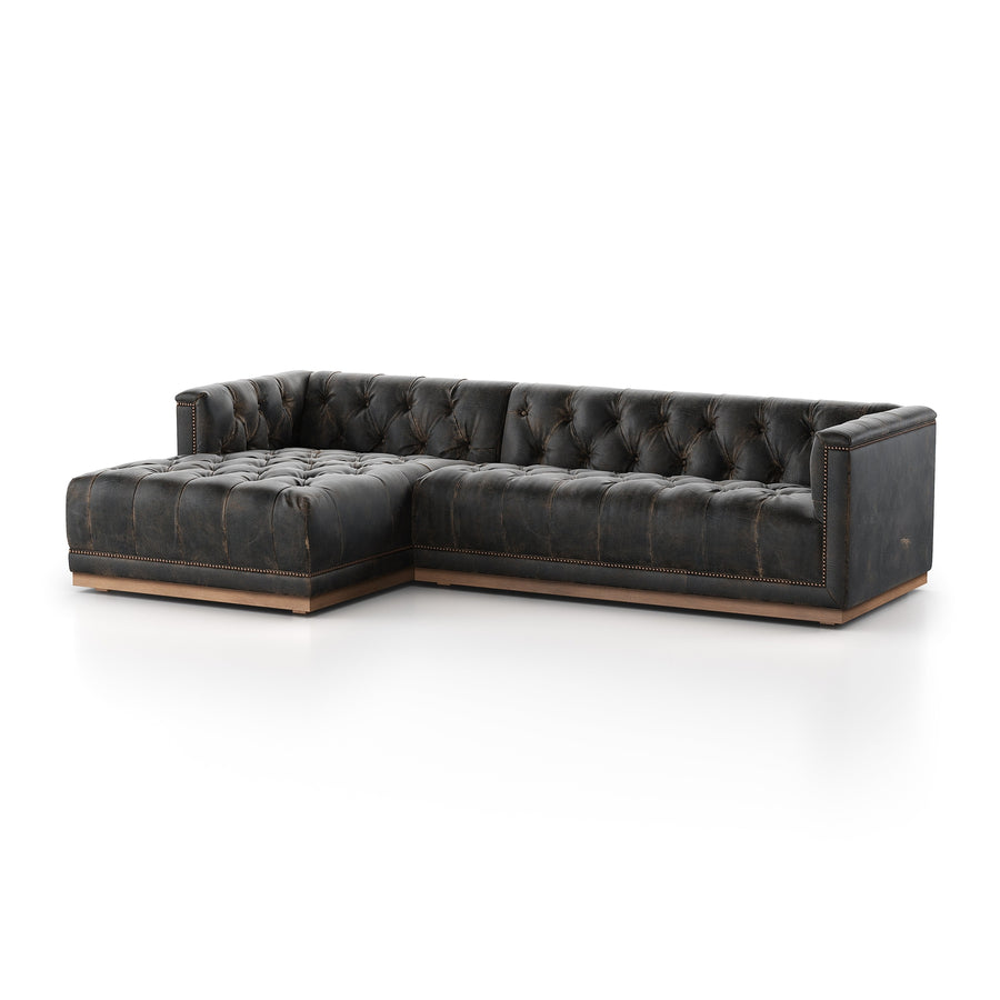 Maxx 2pc Sectional-Four Hands-FH-236164-002-SectionalsDestroyed Black-Left Arm-1-France and Son