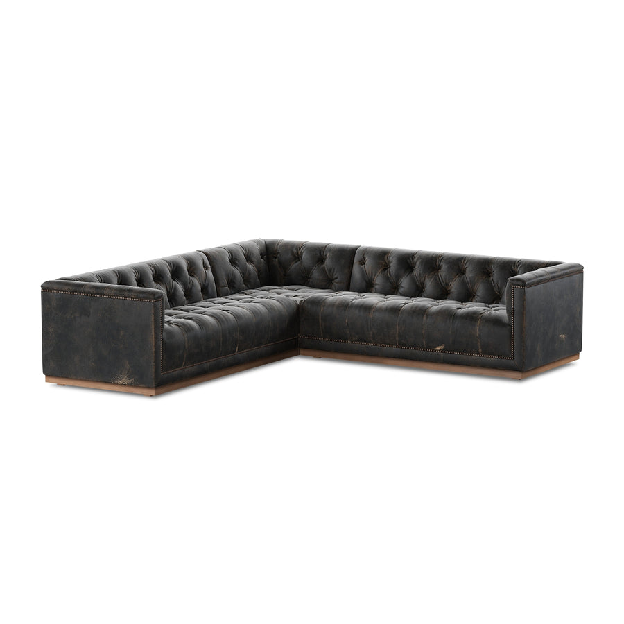 Maxx 3pc Sectional-Four Hands-FH-236166-001-Sectionals101"-Destroyed Black-1-France and Son
