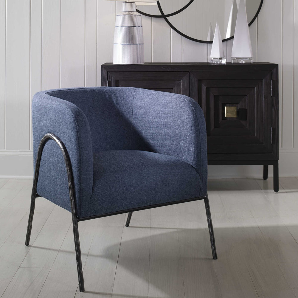 Uttermost Jacobsen Denim Barrel Chair-Uttermost-UTTM-23683-Lounge Chairs-2-France and Son