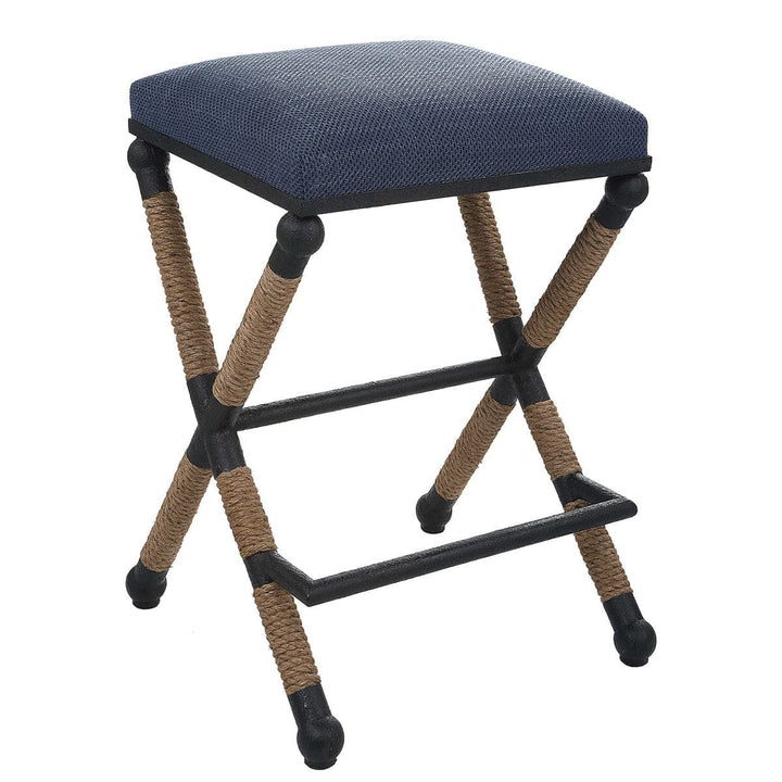 Uttermost Firth Rustic Counter Stool-Uttermost-UTTM-23710-Stools & OttomansNavy-5-France and Son