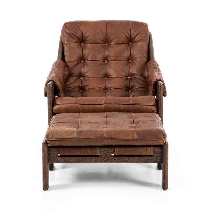 Halston Chair-Four Hands-FH-237803-003-Lounge ChairsHeirloom Black with Terra Brown Ash-with Ottoman-5-France and Son