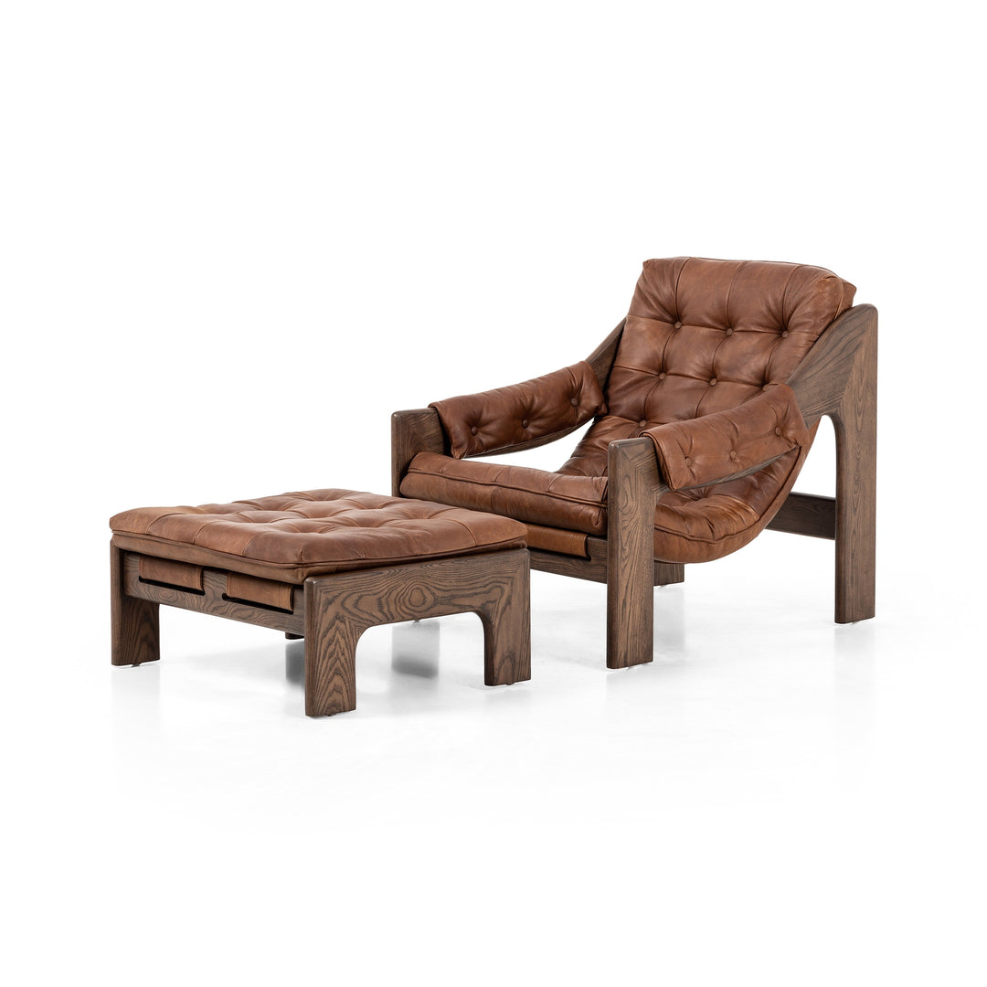 Halston Chair-Four Hands-FH-237803-001-Lounge ChairsHeirloom Sienna with Terra Brown Ash-with Ottoman-4-France and Son