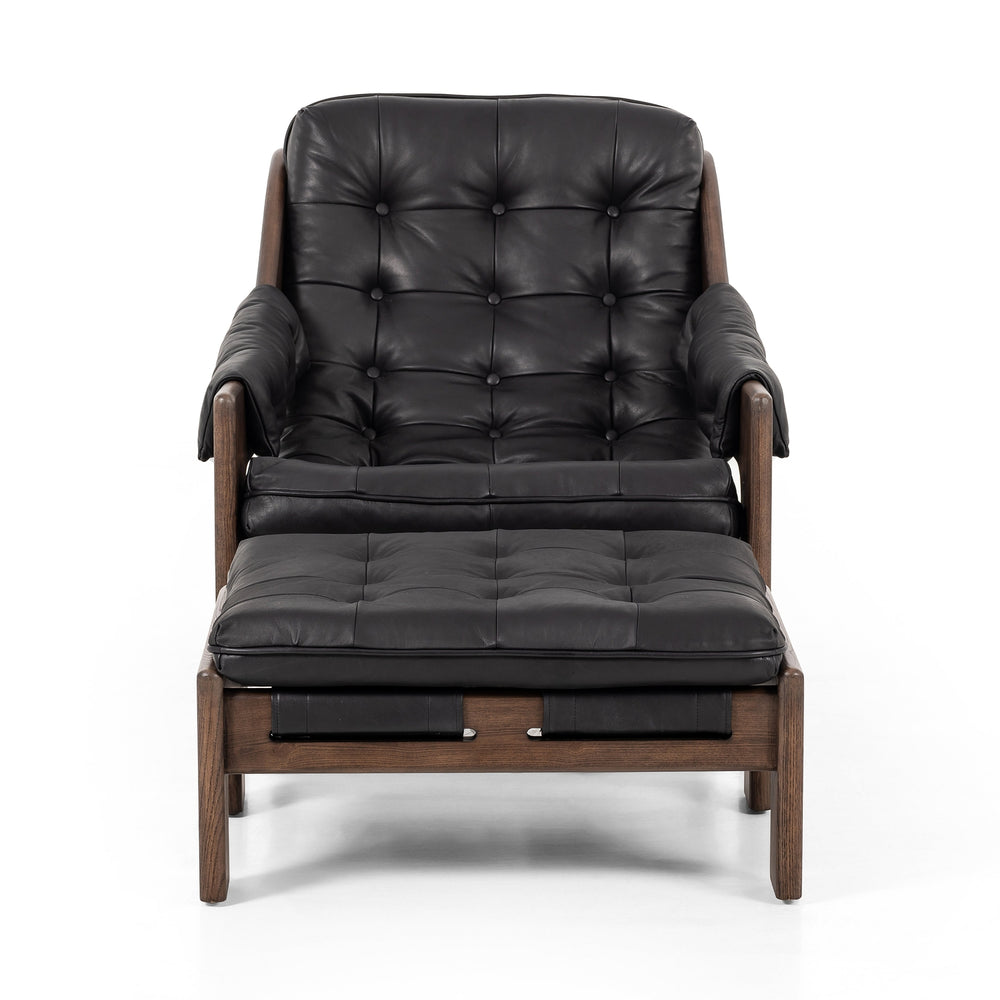 Halston Chair-Four Hands-FH-237803-003-Lounge ChairsHeirloom Black with Terra Brown Ash-with Ottoman-2-France and Son