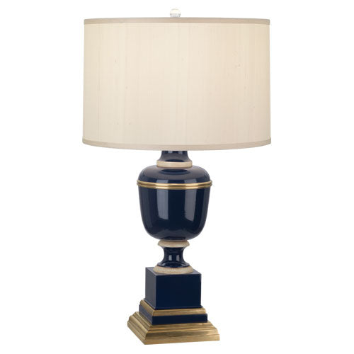 Annika Table Lamp-Robert Abbey Fine Lighting-ABBEY-2500-Table LampsCobalt-Painted Opaque Parchment Shade With Matte Gold Lining-2-France and Son