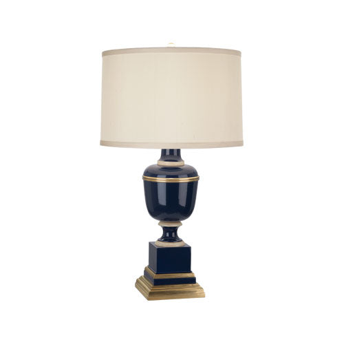 Annika Accent Lamp-Robert Abbey Fine Lighting-ABBEY-2504-Table LampsCobalt-Painted Opaque Parchment Shade With Matte Gold Lining-8-France and Son