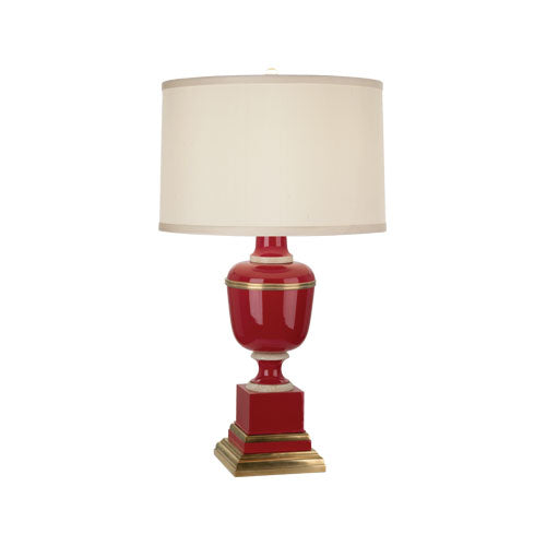 Annika Accent Lamp-Robert Abbey Fine Lighting-ABBEY-2505X-Table LampsRed-Cloud Cream Silk Shade-6-France and Son