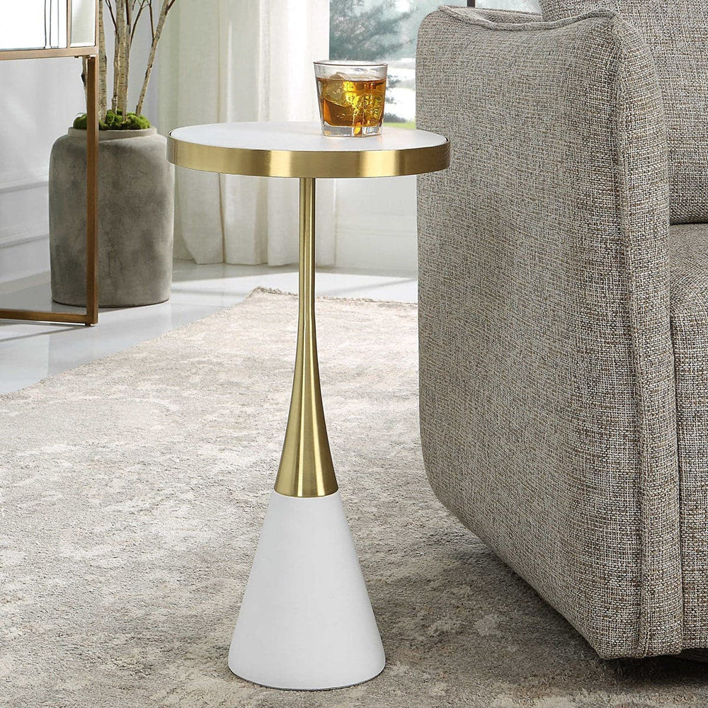 Apex White Concrete Accent Table-Uttermost-UTTM-25281-Side Tables-2-France and Son