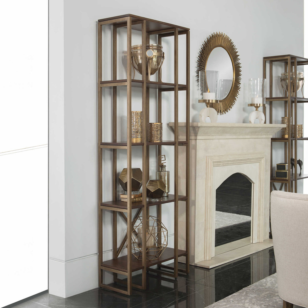 Uttermost Karishma Antique Gold Etagere-Uttermost-UTTM-25347-Bookcases & Cabinets-2-France and Son