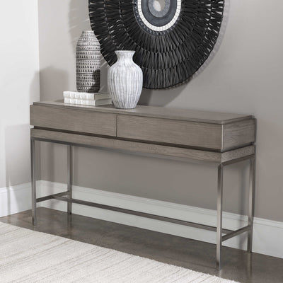 Kamala Gray Oak Console Table-Uttermost-UTTM-25373-Console Tables-3-France and Son