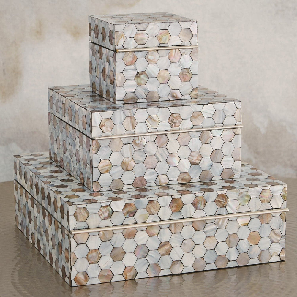Mother of Pearl Box - Large-Global Views-GVSA-2547-Baskets & Boxes-2-France and Son