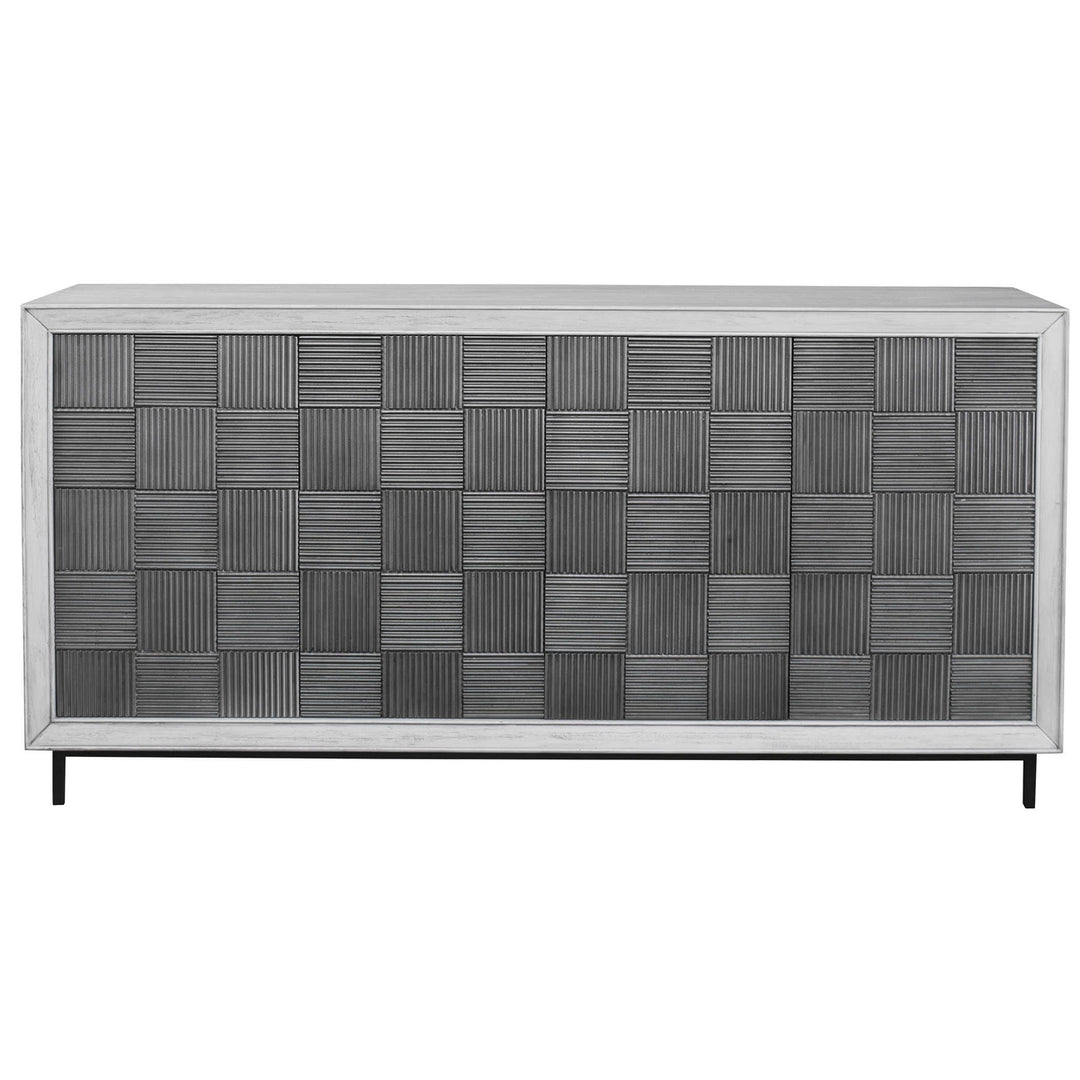 Checkerboard 4 Door Gray Cabinet-Uttermost-UTTM-25489-Sideboards & Credenzas-3-France and Son