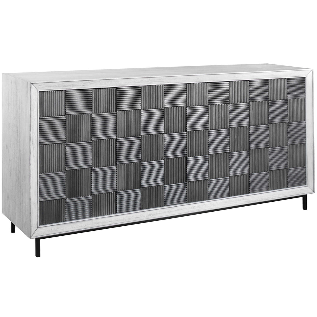 Checkerboard 4 Door Gray Cabinet-Uttermost-UTTM-25489-Sideboards & Credenzas-1-France and Son