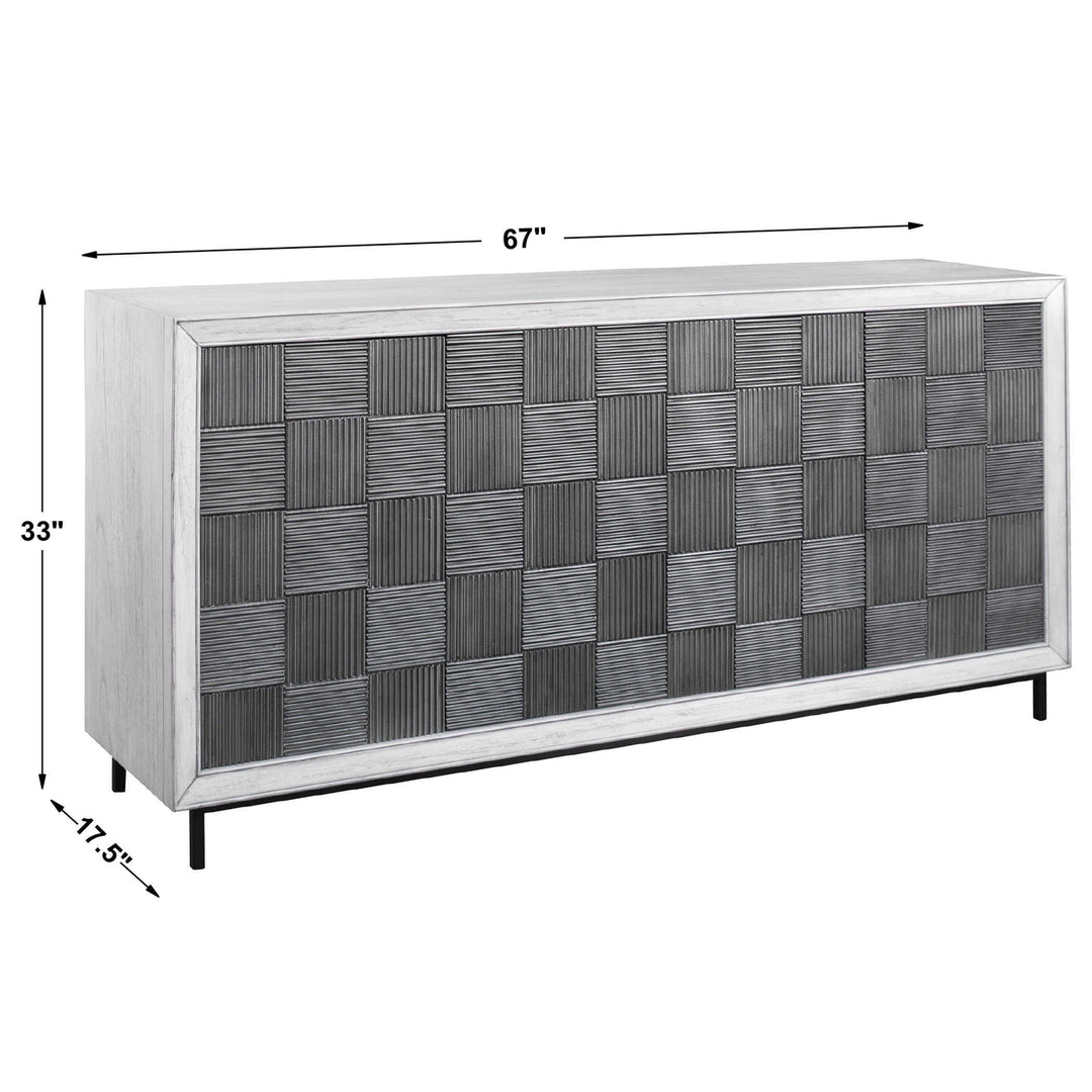 Checkerboard 4 Door Gray Cabinet-Uttermost-UTTM-25489-Sideboards & Credenzas-8-France and Son