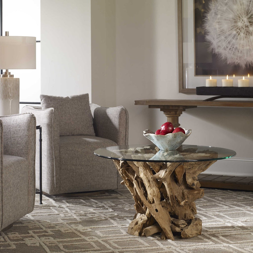 Driftwood Glass Top Cocktail Table-Uttermost-UTTM-25519-Coffee Tables-2-France and Son