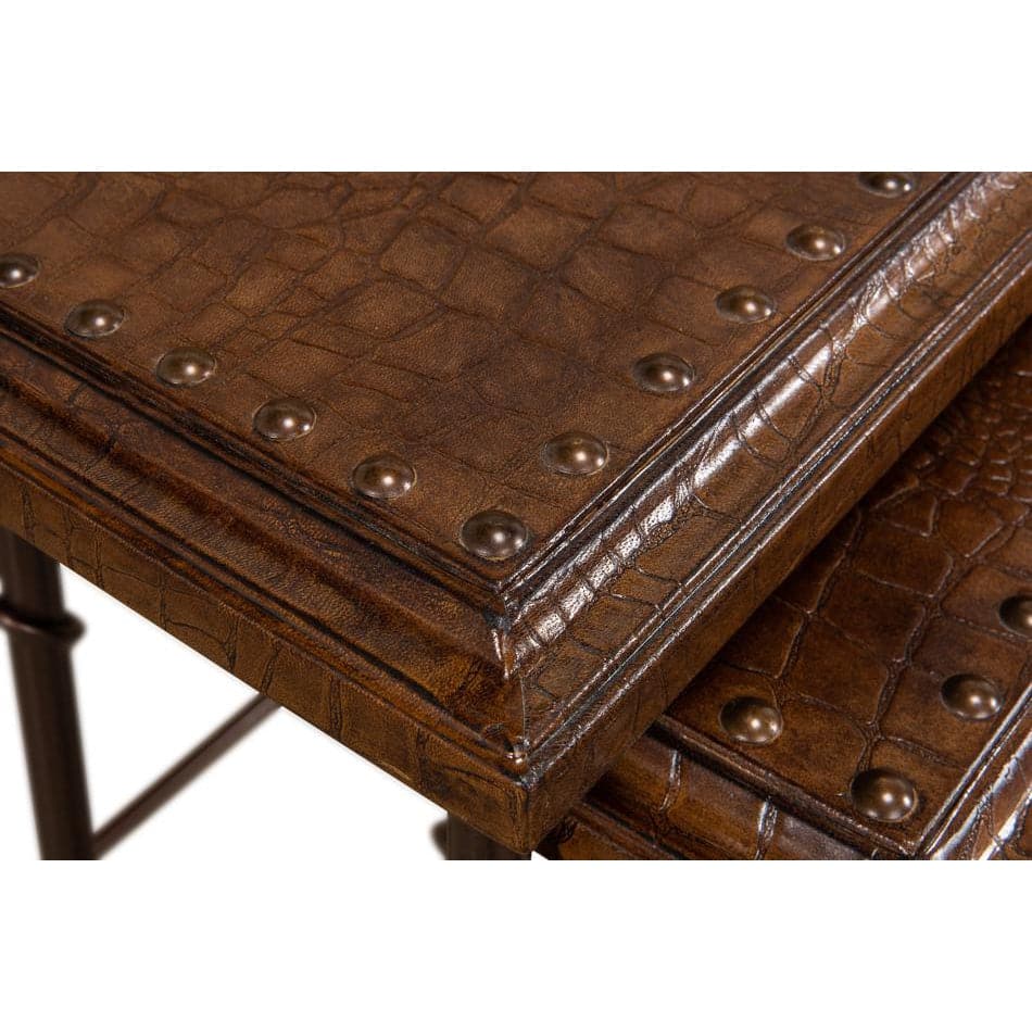 Croc Leather Nesting Tables Set/3-SARREID-SARREID-25953-Side Tables-6-France and Son