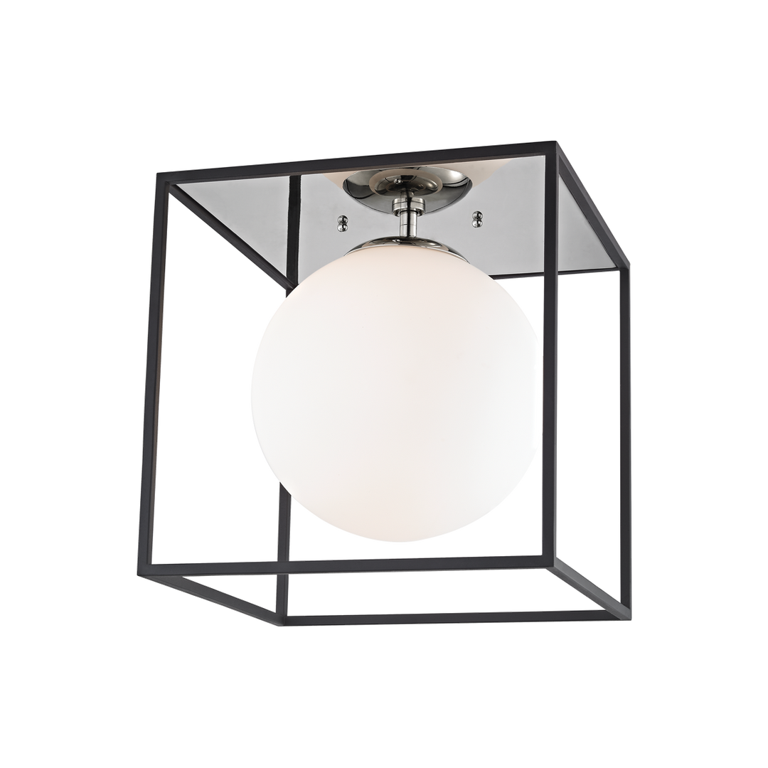 Aira 1 Light Large Flush Mount-Mitzi-HVL-H141501L-PN/BK-Bathroom LightingPolished Nickel-2-France and Son