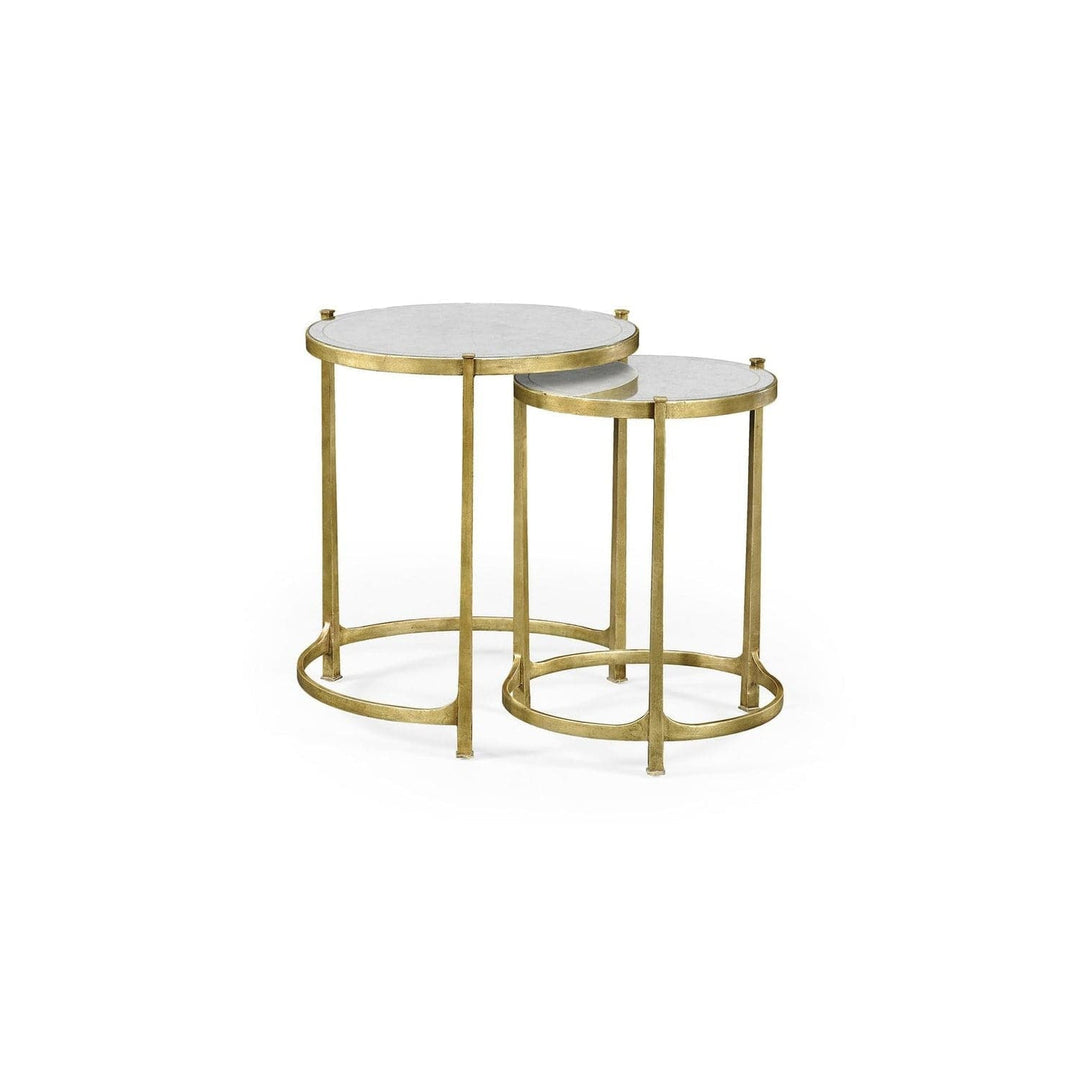 Églomisé & Gilded Iron Round Nest of Tables-Jonathan Charles-JCHARLES-494141-G-Side Tables-2-France and Son