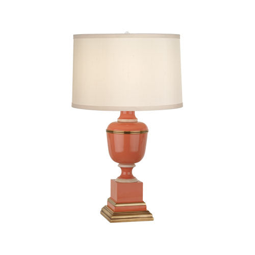 Annika Accent Lamp-Robert Abbey Fine Lighting-ABBEY-2603X-Table LampsTangerine-Cloud Cream Silk Shade-13-France and Son