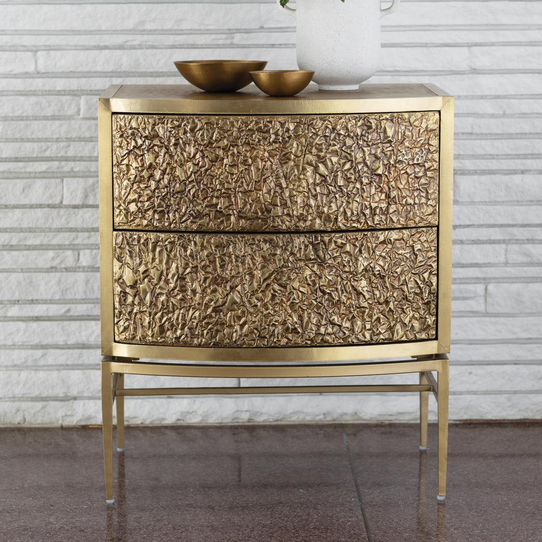 Crinkle Bedside Chest-Global Views-GVSA-7.91133-DressersNickel/Antique Nickel-4-France and Son