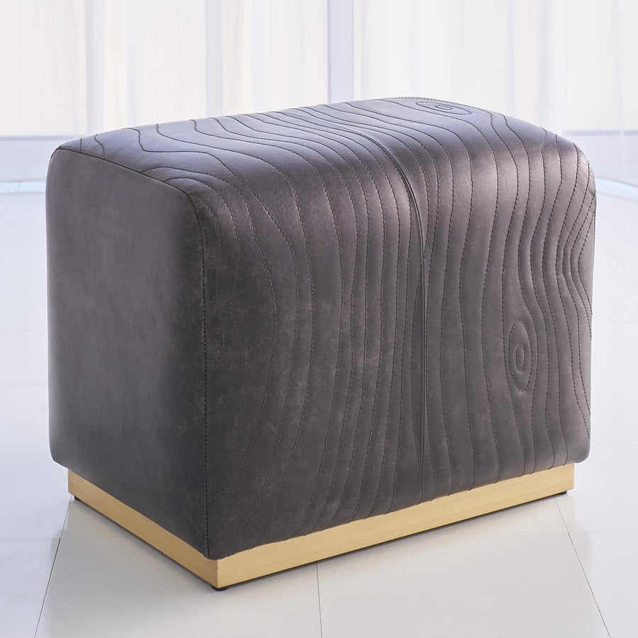 Forest Ottoman - Charcoal Leather-Global Views-GVSA-7.91041-Stools & Ottomans-1-France and Son