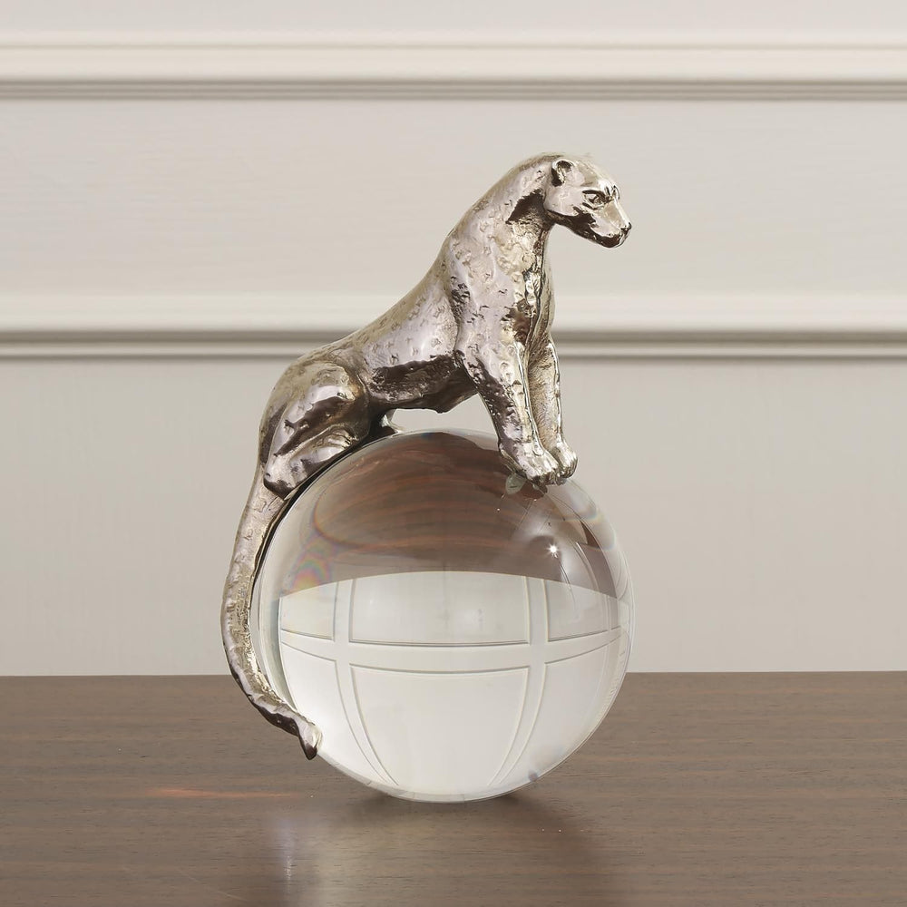 Jaguar on Crystal Sphere-Global Views-GVSA-8.82519-Decorative Objects-2-France and Son