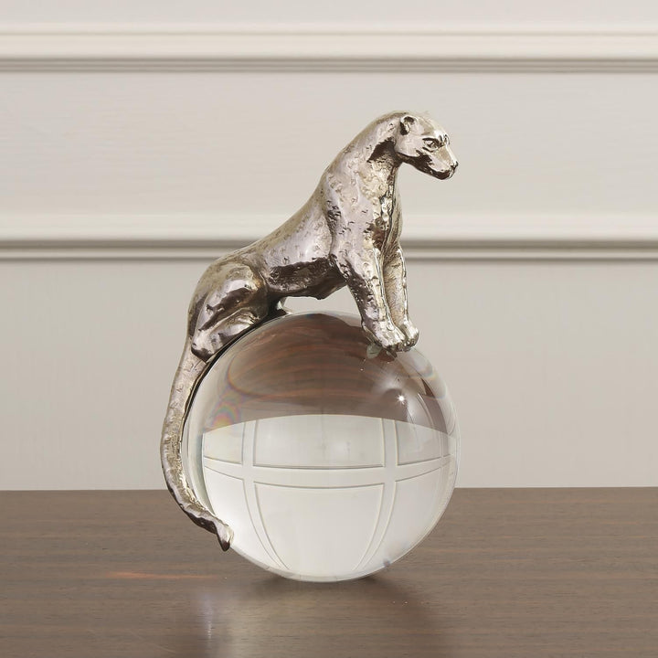 Jaguar on Crystal Sphere-Global Views-GVSA-8.82519-Decorative Objects-2-France and Son