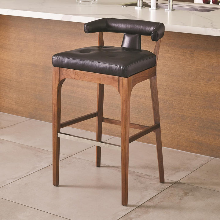 Moderno Bar Stool-Global Views-Bar StoolsIvory Marble Leather-3-France and Son