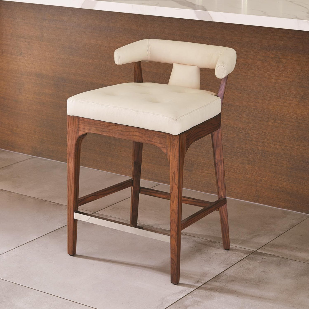Moderno Stools-Global Views-GVSA-2591-Stools & OttomansIvory Marble Leather-Counter Stool-4-France and Son