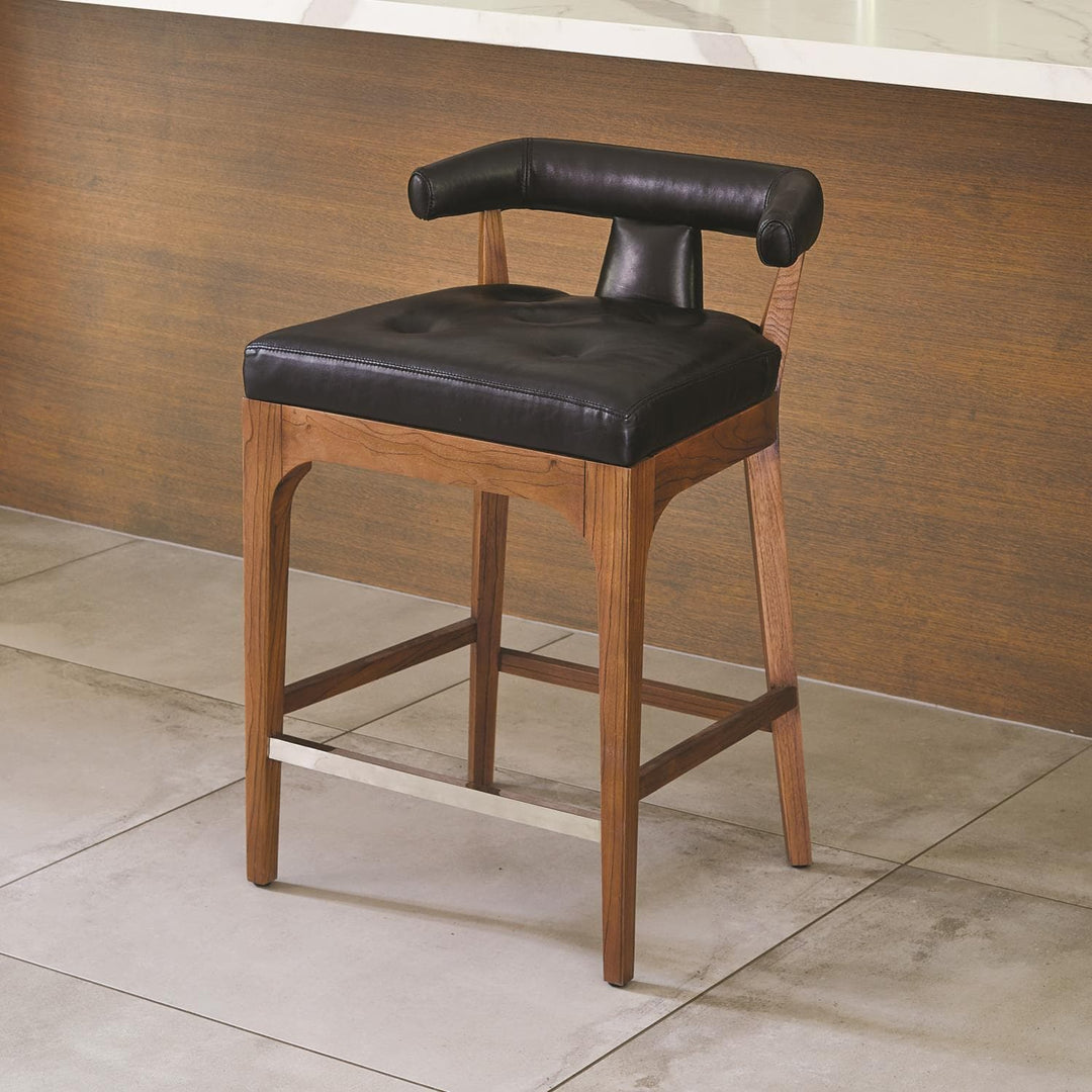 Moderno Stools-Global Views-GVSA-2580-Stools & OttomansBlack Marble Leather-Counter Stool-6-France and Son