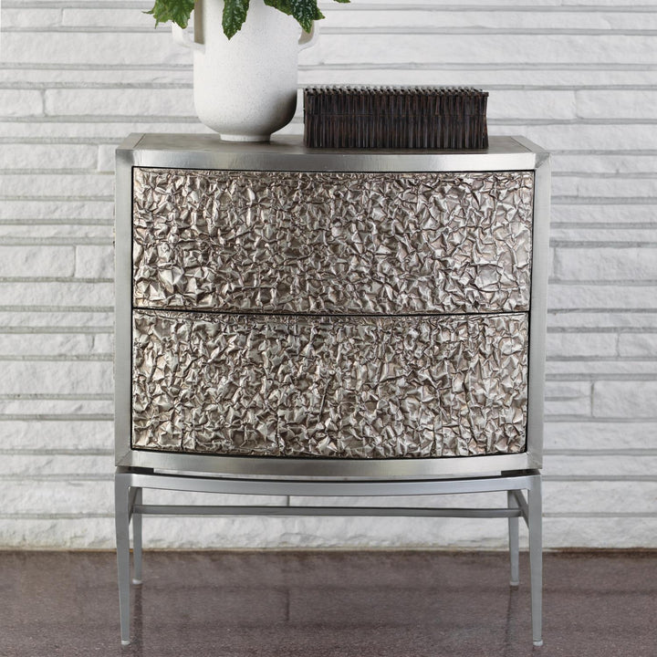 Crinkle Bedside Chest-Global Views-GVSA-7.91133-DressersNickel/Antique Nickel-3-France and Son