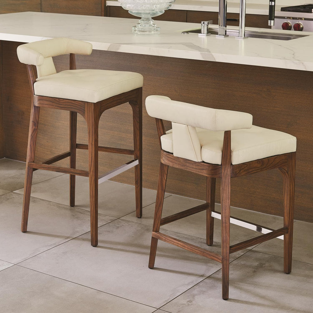 Moderno Bar Stool-Global Views-Bar StoolsIvory Marble Leather-2-France and Son