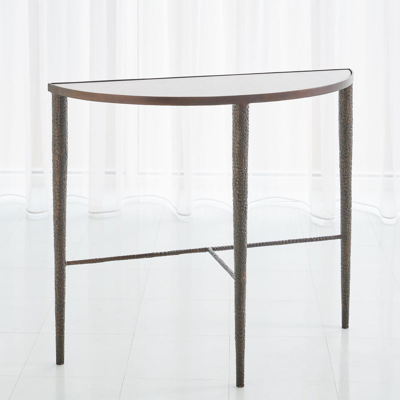 Hammered Console Table-Global Views-GVSA-7.91138-Console TablesAntique Nickel With Grey Marble-4-France and Son
