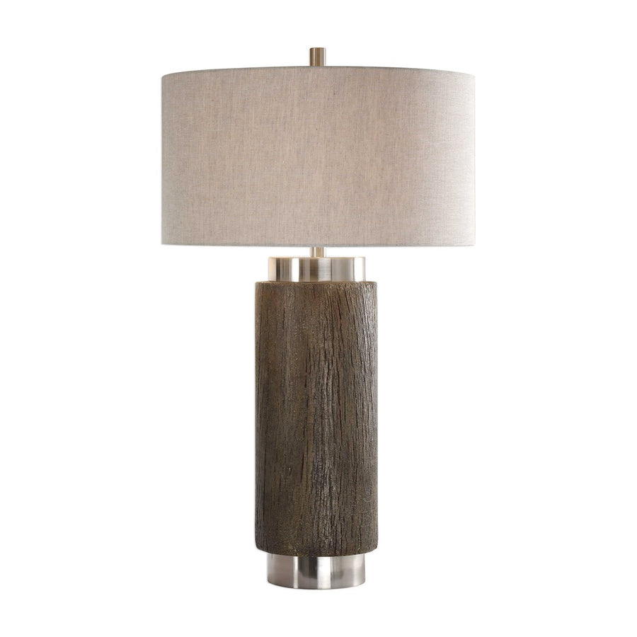 Cheraw Wood Cylinder Lamp-Uttermost-UTTM-27721-Table Lamps-1-France and Son
