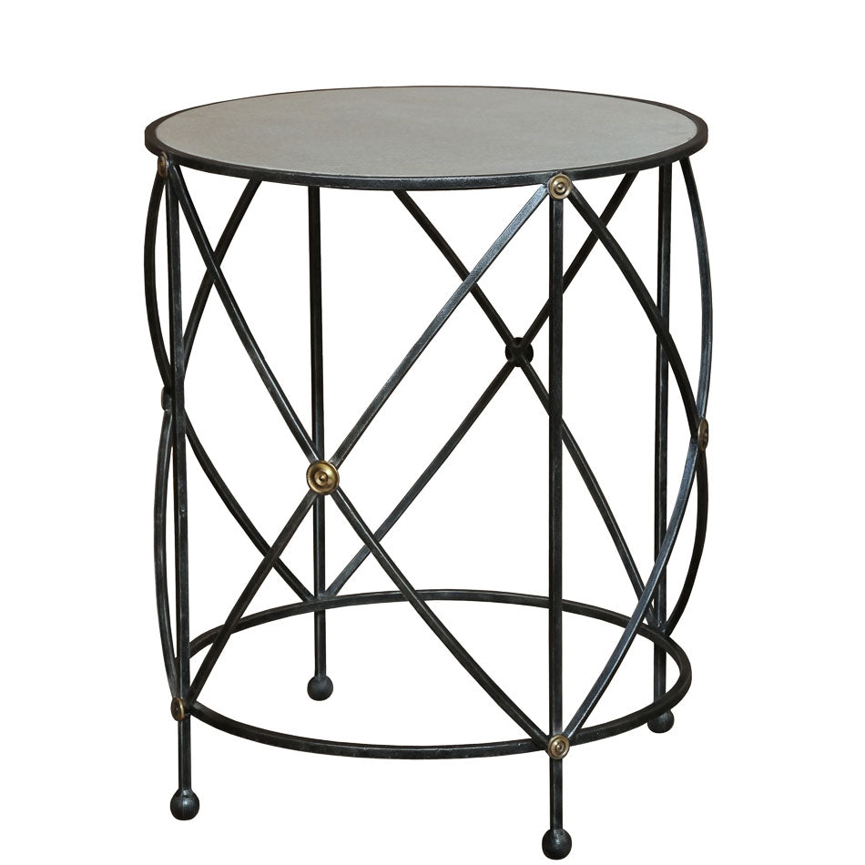 Drum & Fife Lamp Table-SARREID-SARREID-27885-Side TablesMarble Top-1-France and Son