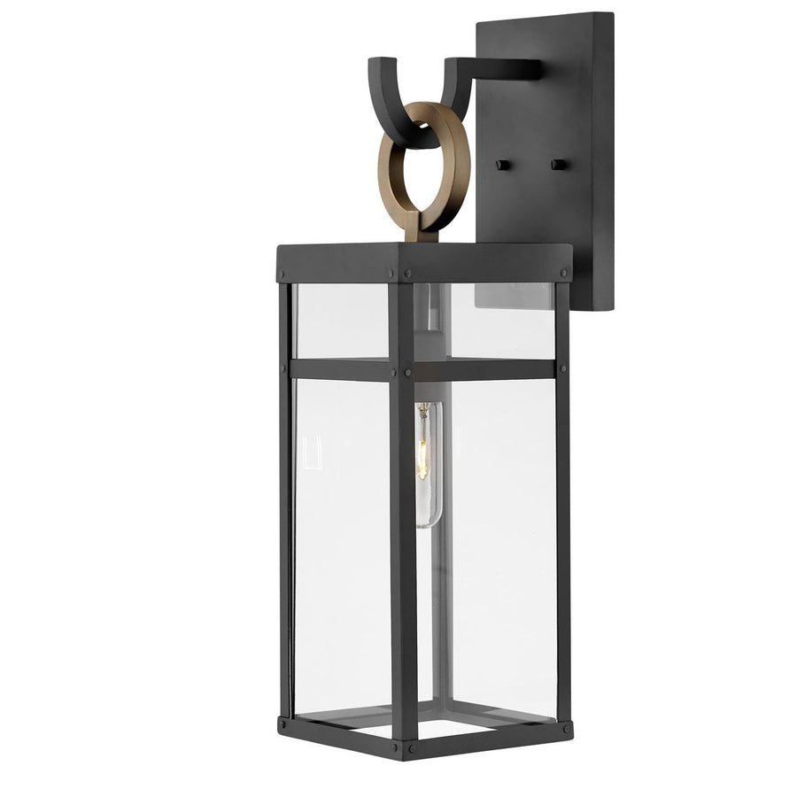 Outdoor Porter - Medium Wall Mount Lantern-Hinkley Lighting-HINKLEY-2804BK-LL-Outdoor Post LanternsBlack with Burnished Bronze accents-LED-1-France and Son