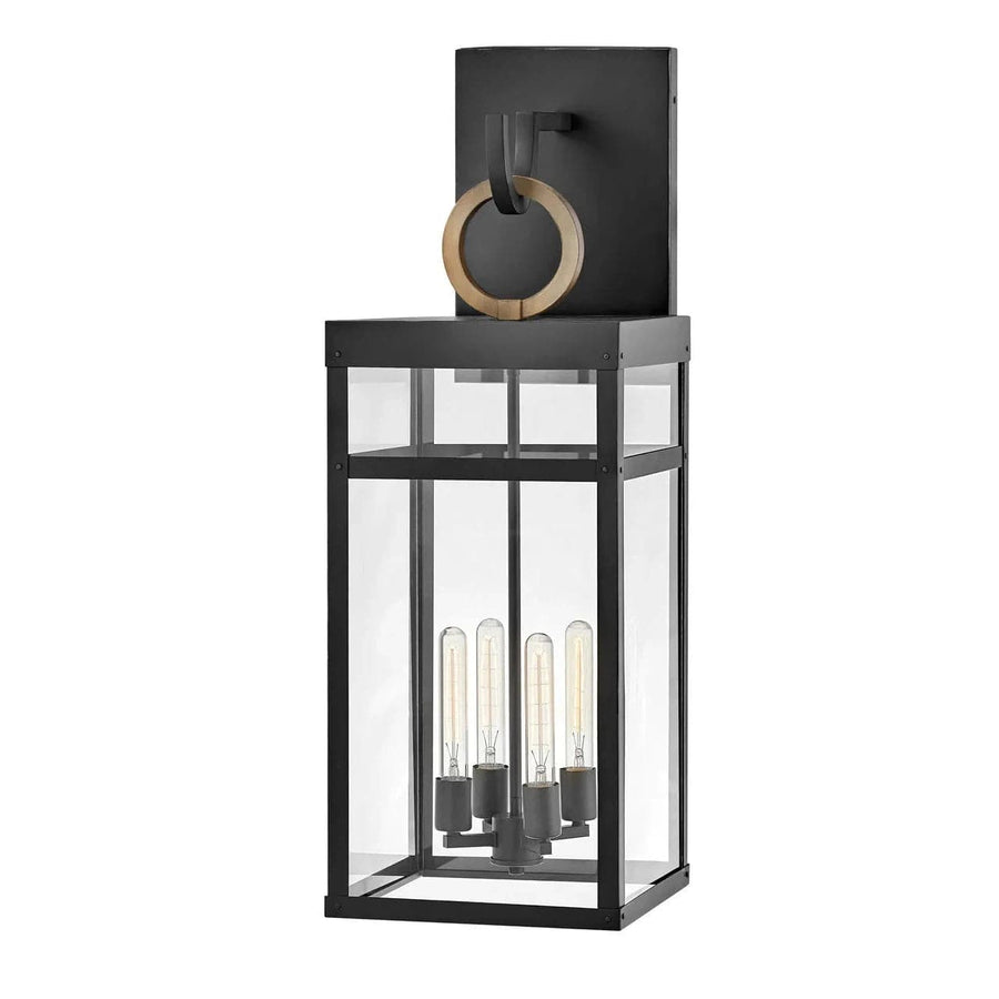Outdoor Porter - Double Extra Large Wall Mount Lantern-Hinkley Lighting-HINKLEY-2809BK-LL-Outdoor Wall SconcesBlack with Burnished Bronze accents-1-France and Son