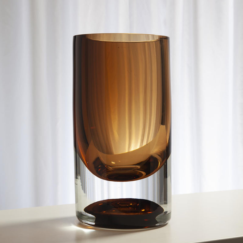 Thick Cylinder Vase-Global Views-GVSA-6.60431-VasesLarge-Amber Tobacco-3-France and Son