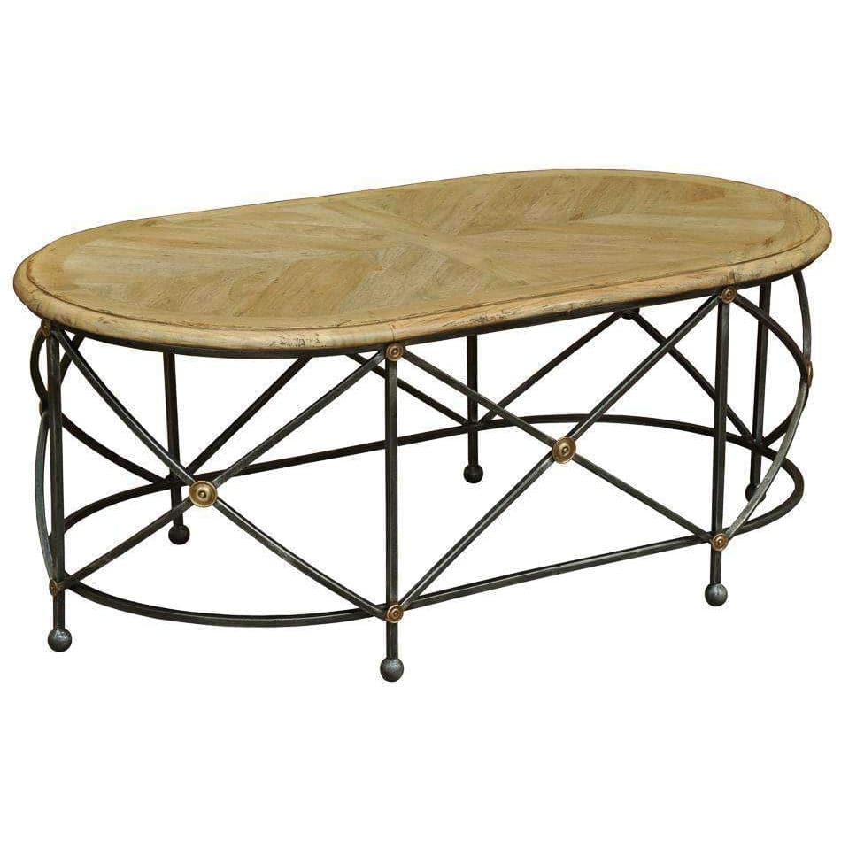 Drum & Fife Oval Coffee Table-SARREID-SARREID-28690-Coffee Tables-1-France and Son