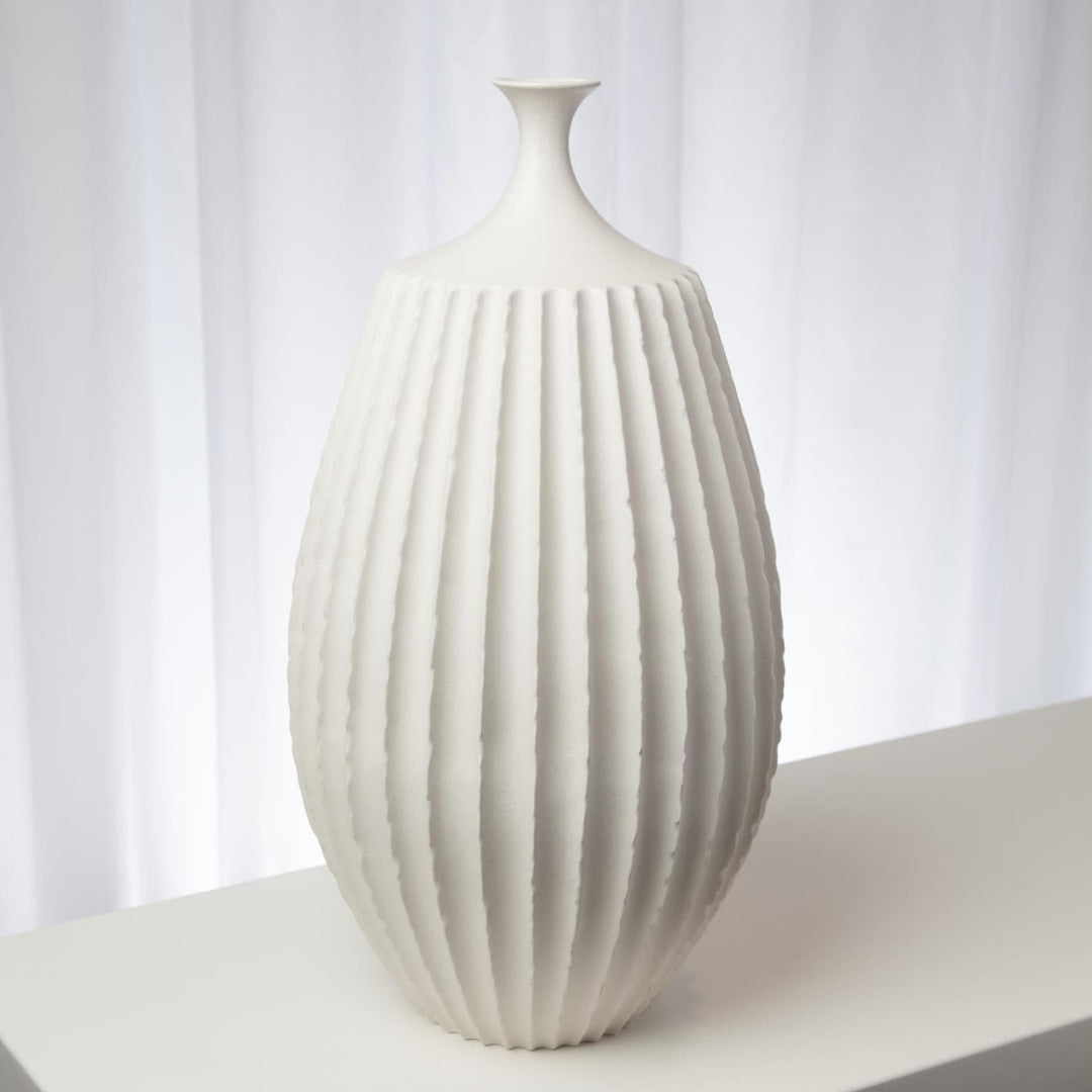 Sawtooth Vase Collection-Global Views-GVSA-7.10301-VasesMedium-Rustic White-3-France and Son